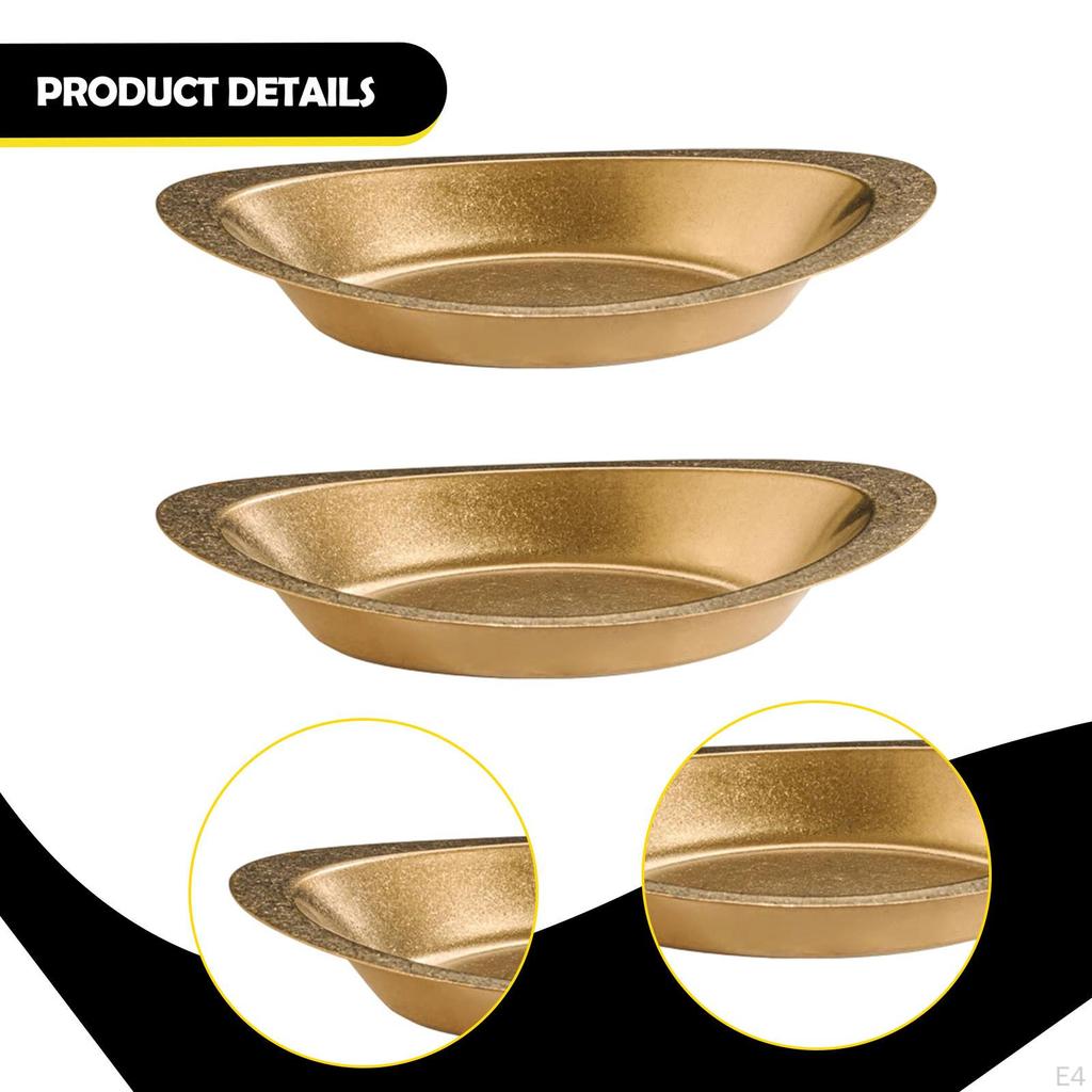 2 Pieces Curry Rice Bowls Food Serving Dishes Metal Oval Shape Snack Tableware for Candy Small