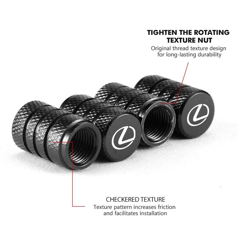 Interior Stickers 4pcs Car Wheel Tire Air Valve Cap Stem Dustproof Cap Cover For Lexus IS350 ES350 IS250 IS460 IS220h IS300 LX57 MY3