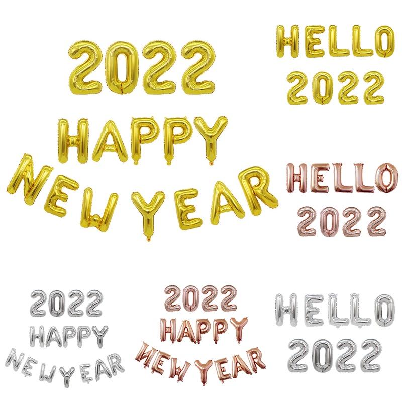 Elegant Gold Happy New Year 2022 Balloons Set For Festive Home Decorations