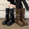 Модные универсальные ботинки Мартин на толстом каблуке с длинным голенищем, новинка осени и зимы 2025 года, женские ботинки-ковбои западного стиля на толстой подошве