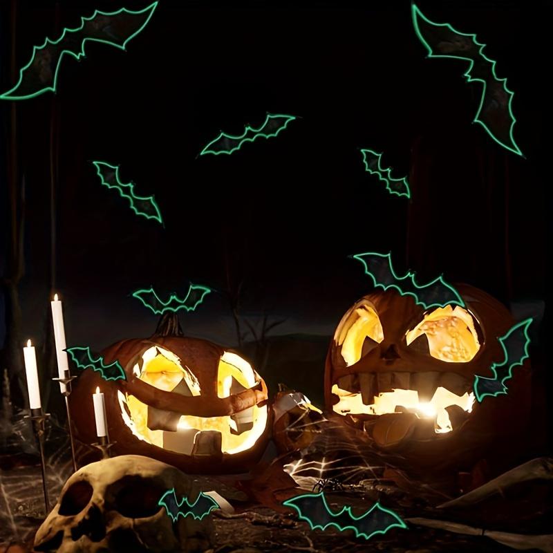 Хэллоуин 3D Ночник Летучая Мышь Наклейки на Стену, Ведьма Летучая Мышь Метла Летающие Наклейки, Тыквенный Дом Ужасы Наклейки