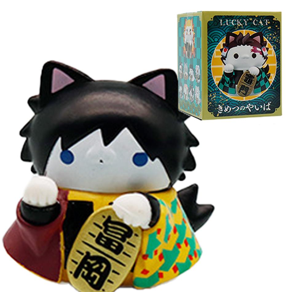 1-8PCS Anime Figure Demon Slayer Figures Doll Lucky Cat Series Blind Box Mini Figurine Warrior Action Figure Model Toy Gifts