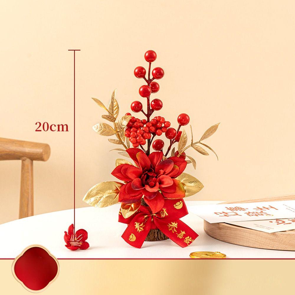 Best Wishes Spring Festival Pots Red Berry Branch Wedding Pots Chinese Tabletop Pots Home Decor