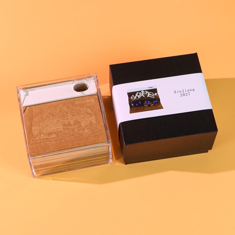 2027 Desk Calendar with LED Light 3D Design Tear-away Pages for Office Use