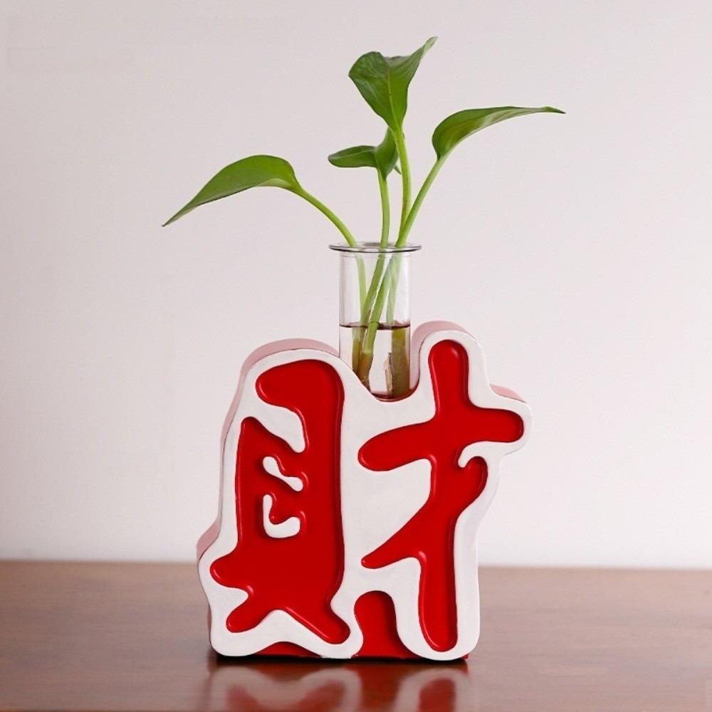 Make a Fortune Fa Cai Ornament Chinese Characters Organic Resin Hydroponic Plant Container Creative Home Decor