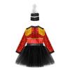 Kids Honour Guard Outfit Tutu Leotard Dress with Feather Hat Back Zipper for Cosplay