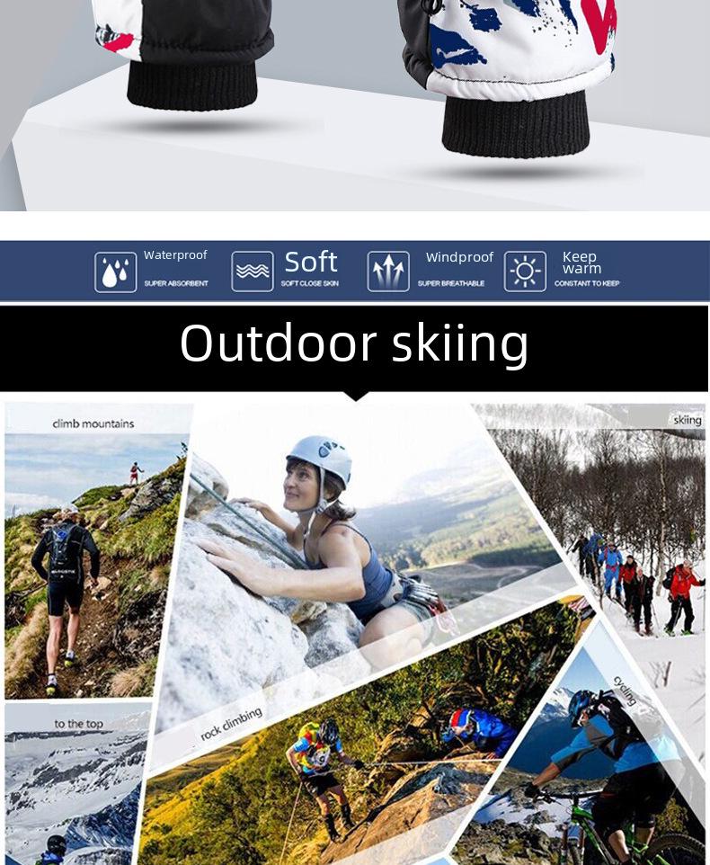 Мужские и женские водонепроницаемые нескользящие теплые перчатки для велоспорта и лыж, утолщенные бархатом и хлопком для защиты от зимнего холода