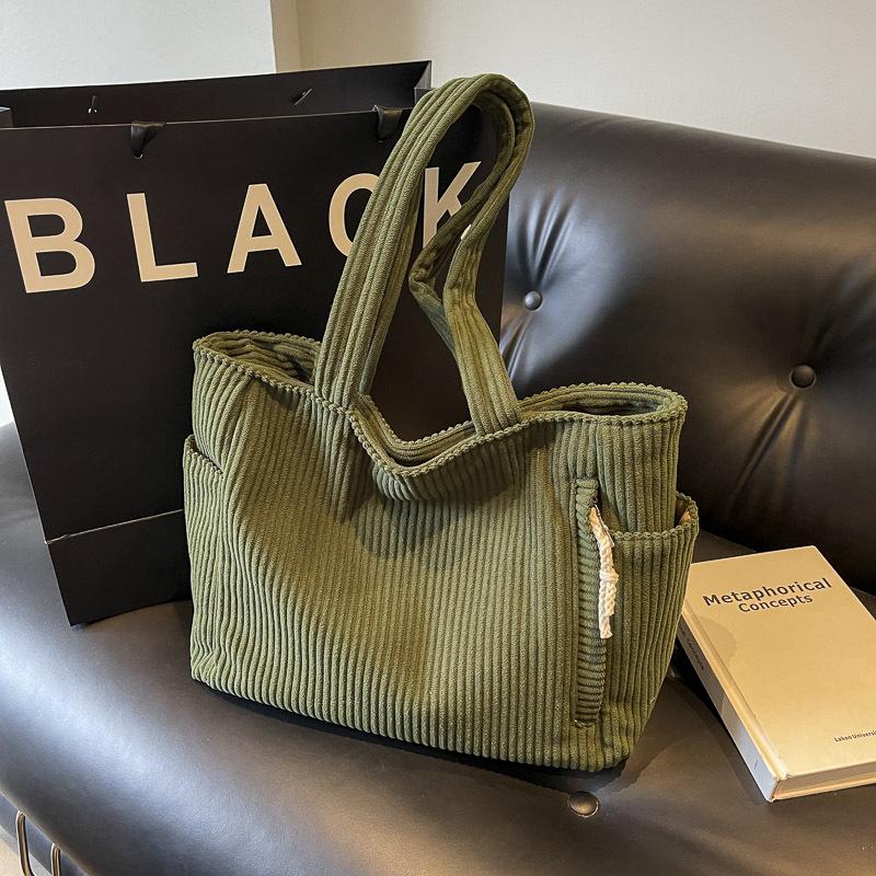 Большая вельветовая сумка-тоут в корейском стиле - Универсальная повседневная студенческая и дорожная сумка через плечо