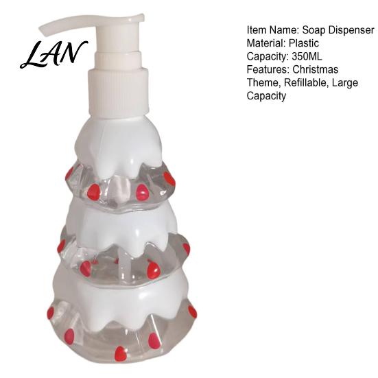 Hand Soap Dispenser 350ML Christmas Dispenser, Santa Claus Tree Penguin Shape Refillable Countertop Bottle, Plastic Empty Pump Bottle for Soap, Lotion
