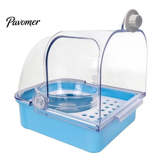 Pet Bird Supplies Cage Feeder with Bowl, Transparent Parrot Bathtub Food Container, Feeding Tool No Mess Shower Box for Parakeet Cockatiels Lovebirds