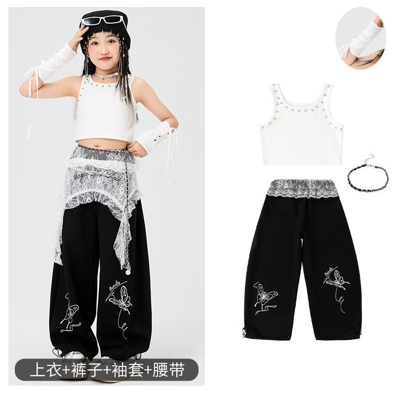 Girls Hip Hop Dance Set Kids Jazz Performance Outfit Streetwear Stage Show Costume