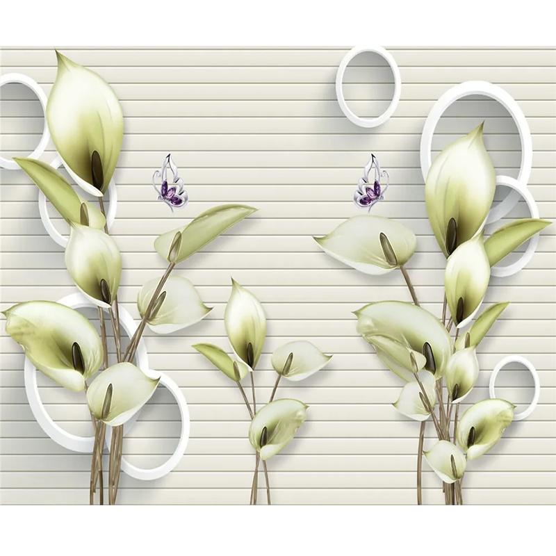 Обои в скандинавском стиле, простые модные 3d обои с цветком лилии, домашний декор, гостиная, спальня, 3d настенная фреска
