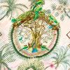 [Б/У]E1 It HERMES Платок-каре 90 Плиссированный 90x90 Белый Зеленый Коричневый Мультицветный Шелк [Купить сейчас] [ALOHA] 100%