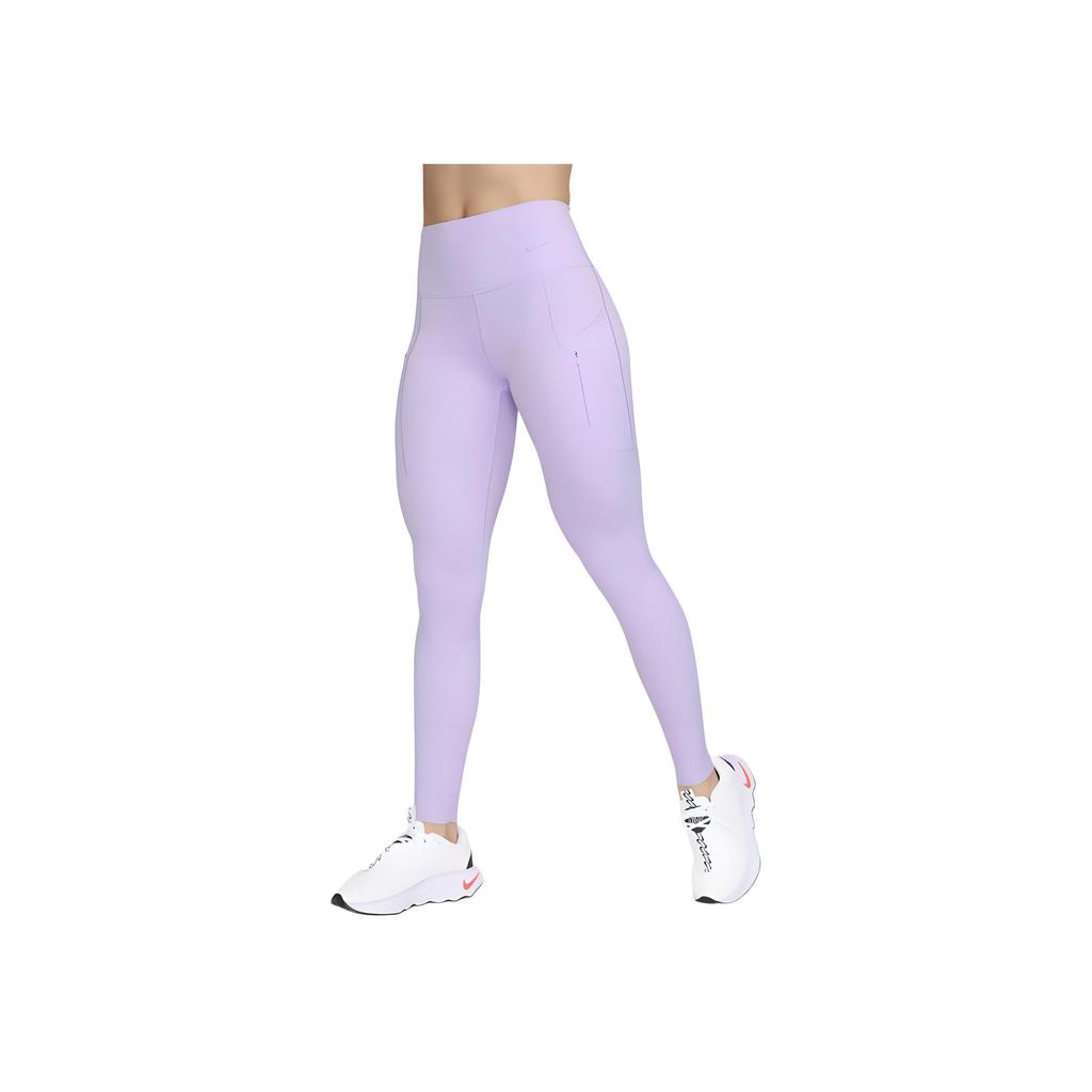 Nike High-Waisted Slim Fit Solid Color Leggings Women Leggings Lilac Black DQ5672-512