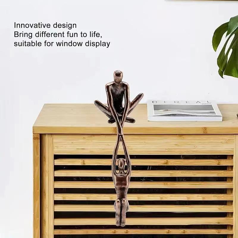 1pc Abstract Metal Art Sculpture Couple,Man Lifting Woman From Ledge,Anniversary, Metal Couple Modern Sculptures Home Decor