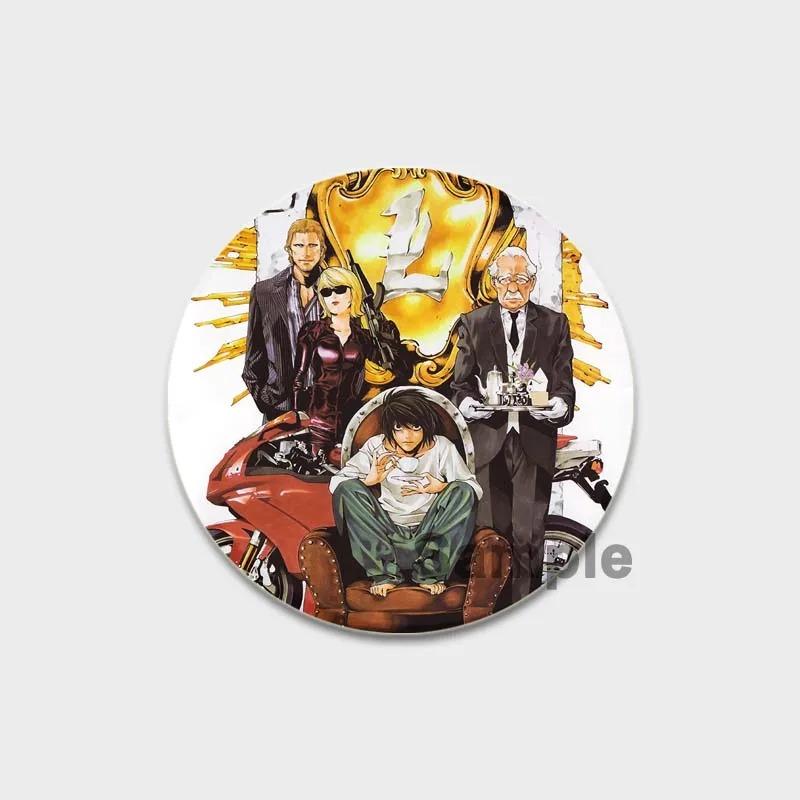 Эмалевые булавки 32/44/58MM в стиле японского аниме «Тетрадь смерти», круглая брошь, L Killer, Yagami Light, значок для косплея, рюкзаки, украшения, рождественские подарки