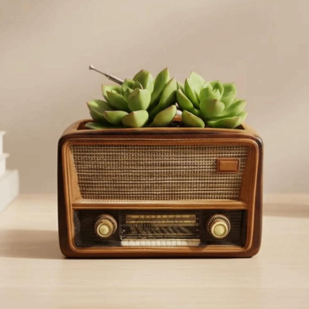 Retro Radio Shaped Flowerpot Creative Succulent Flower Pot Unique Radio TV Potted Plant Home Decor