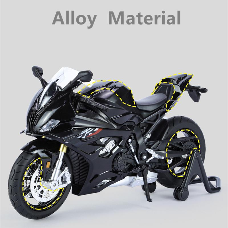 1/12 Модель гоночного мотоцикла BWM S1000RR Версия M Литая металлическая модель кроссового мотоцикла Звук Свет Детская игрушка Подарок