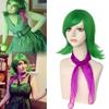 12-inch Women's Movie Cosplay Halloween Festival Anime Costume Wig, Short Green Synthetic Wig with Ribbon Two-piece Set, Natural
