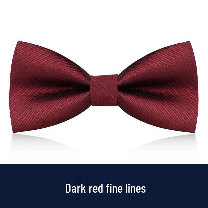 Men's Burgundy & Black Bow Tie for Weddings - British Korean Style