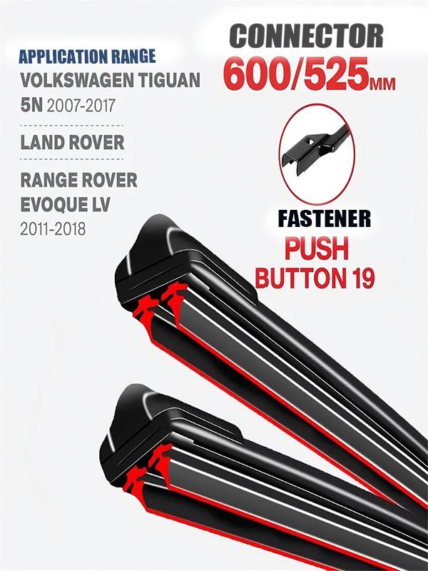 Push Button 19 Wiper Blades 600/525mm (24"+21") for VW Tiguan & Range Rover Evoque