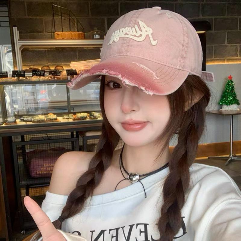 Gradual change brim three-dimensional letter embroidery edging baseball cap men and women couples fashion personality versatile baseball cap tide