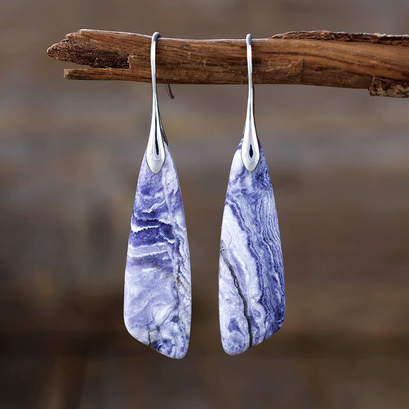 Bohemian Emperor Stone Geometric Pendant Earrings Natural Stone Jewelry