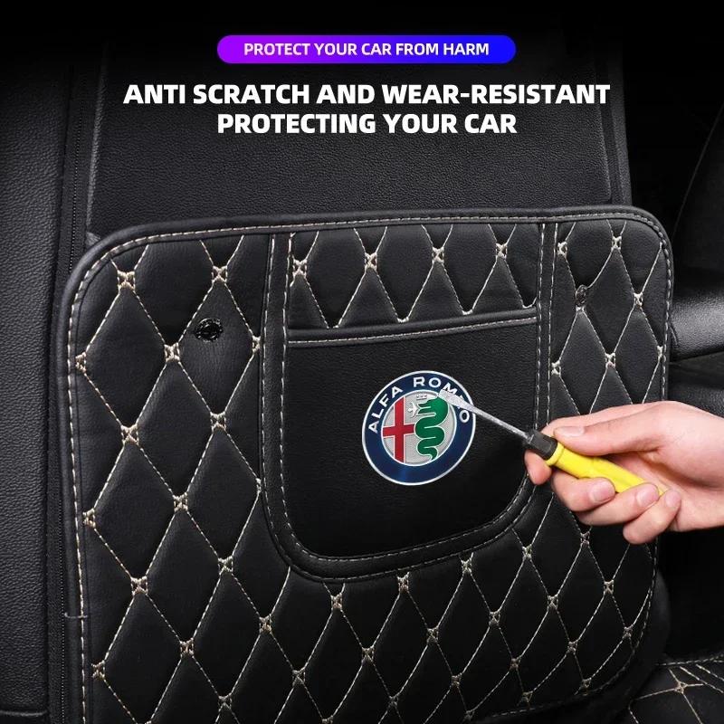 Car Seat Back Anti Kick Pad Leather Scratch Mat For Alfa Romeo 146 147 155 156 159 Stelvio Giulia Giulietta Mito GT Accessories zq7