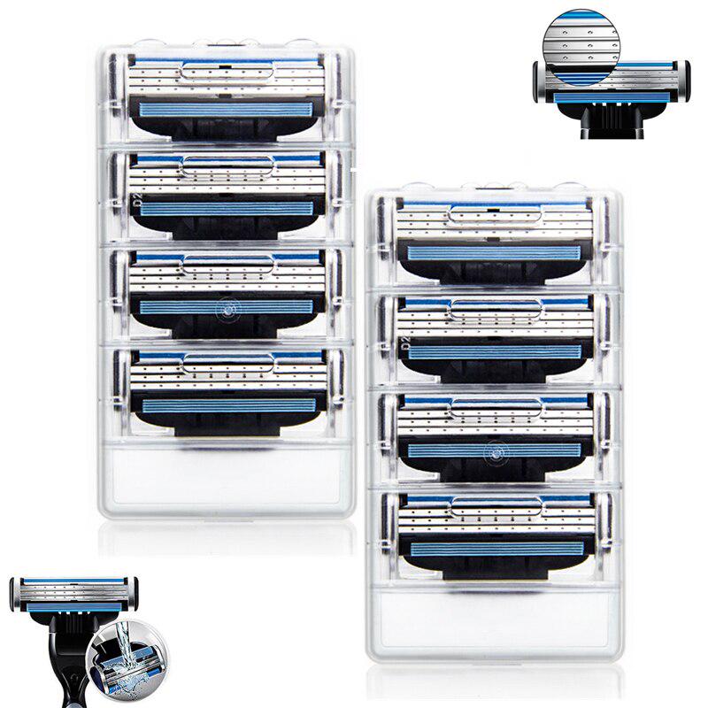 8pcs/pack Men's Shaving Razor Blades for Men 3layers Blade Shaving Cassette for Gillettee Mache 3