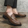 Leather Shoes Men's Spring and Autumn One-pedal Retro Foot Cover Round Head British Loafers Lazy Casual Men's Shoes