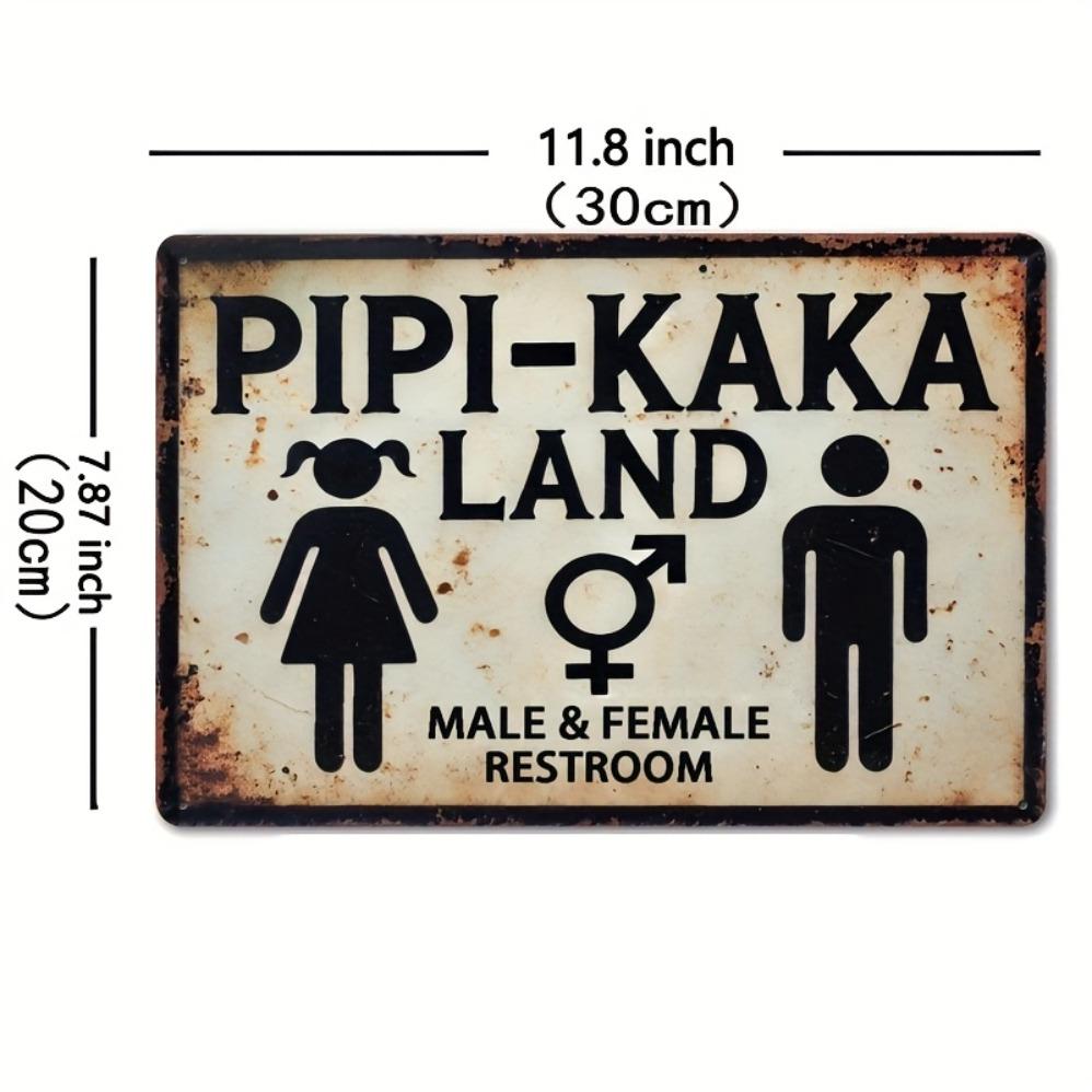 PipiKaka Land Retro Iron Restroom Sign Playful D Flat Wall Art GenderNeutral Decor for Cafs Bars Studios