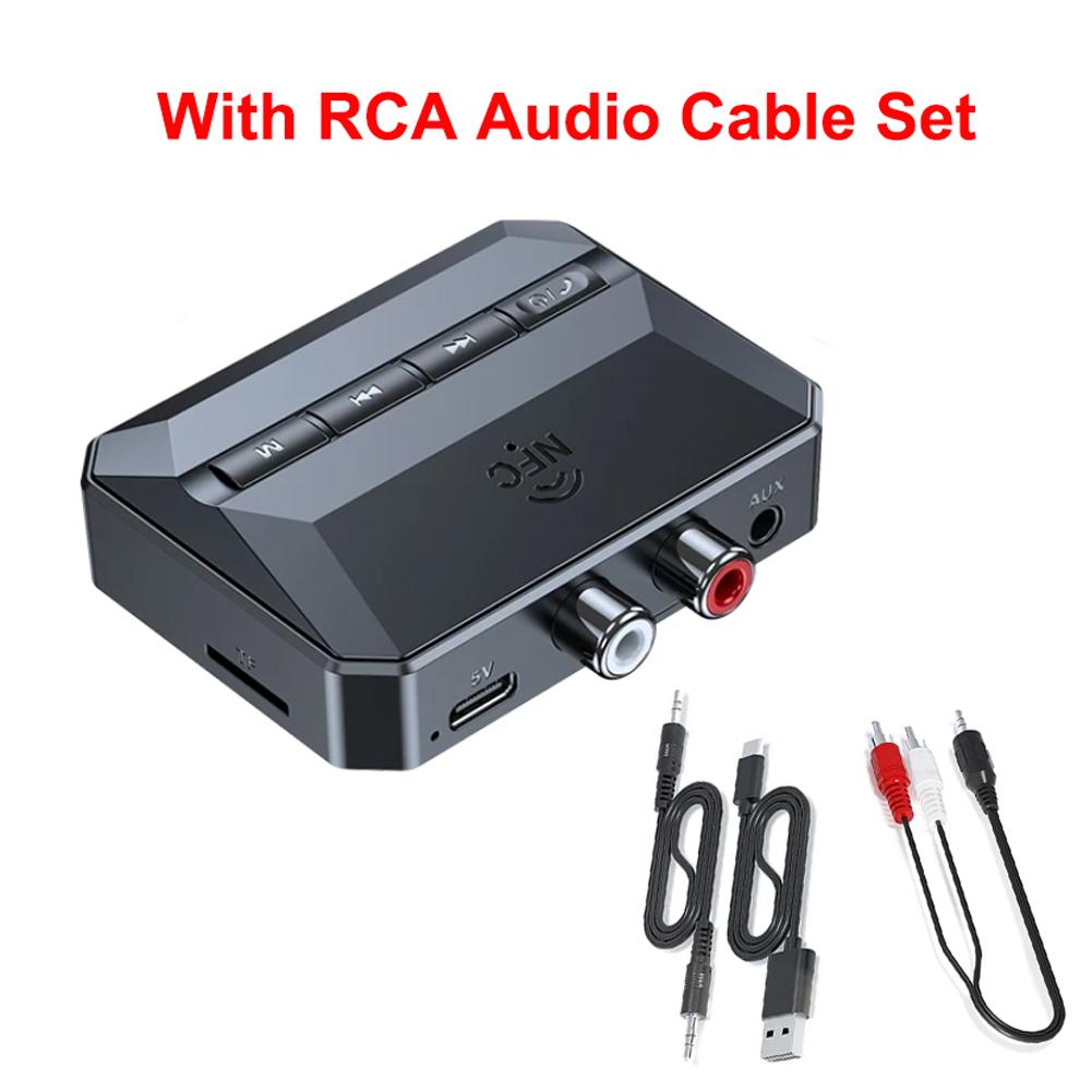 NFC Bluetooth 5.3 аудио приемник 3,5 мм AUX RCA USB U-Disk/TF HIFI стерео музыкальный беспроводной адаптер с микрофоном для автомобильного комплекта усилителя динамика