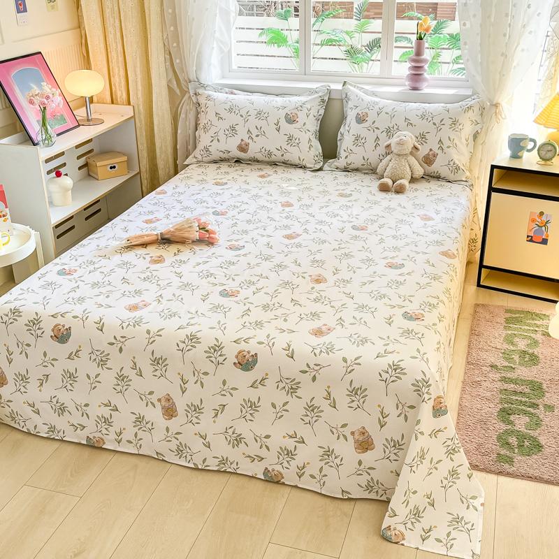 100% Cotton Flat Sheet Floral Style Bedsheet Skin-friendly Bed Linen Sabanas Para Cama Home Bed Flat Sheets (No Pillowcase)
