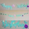 Mermaid Glitter Cardboard Blue Letter Garland HAPPY BIRTHDAY Banner