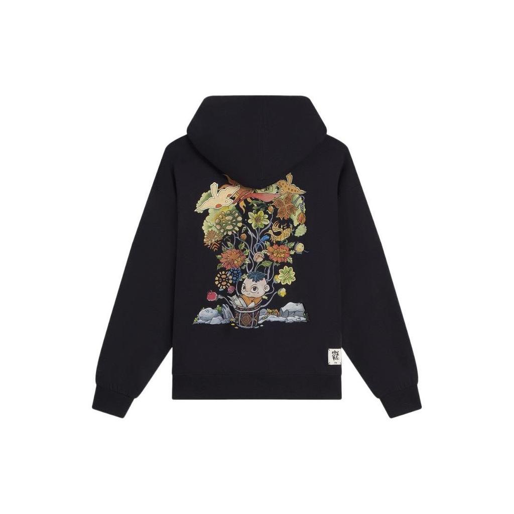 Li-Ning Толстовка с длинными рукавами Sports Trend Series с цветочным принтом, топы унисекс, черные AWDS669-4