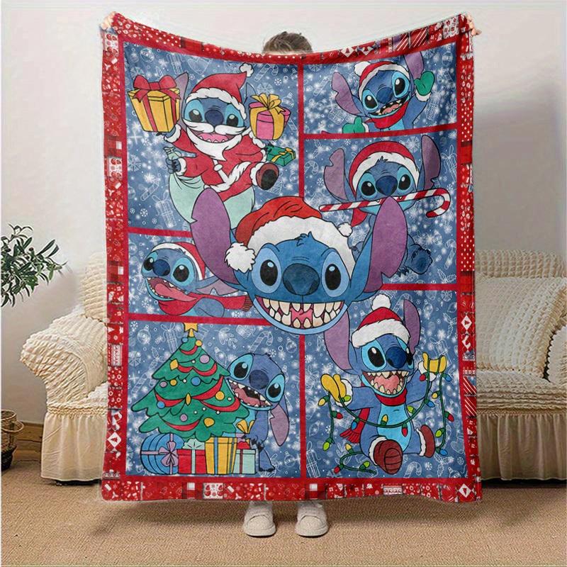 1pc Christmas Stitch Patterned Blanket, Festive Home Decor, Office Throw, Outdoor Picnic Rug, Gift for Kids and Adults