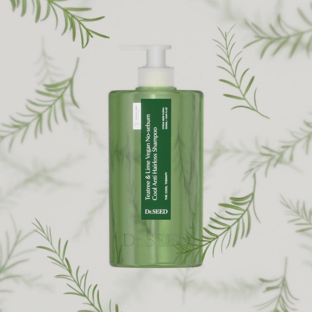 DR.SEED Веганский шампунь для жирных волос Чайное дерево и лайм Охлаждающий Против выпадения волос Большой объем 1 л