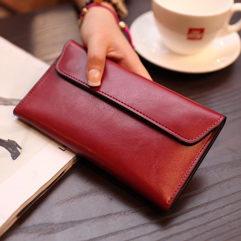 Aliwood Genuine Leather Women's Wallet Clutch Bag Large Capacity Ultra-Thin Fashion Simple Long Wallets Phone Bag Purse