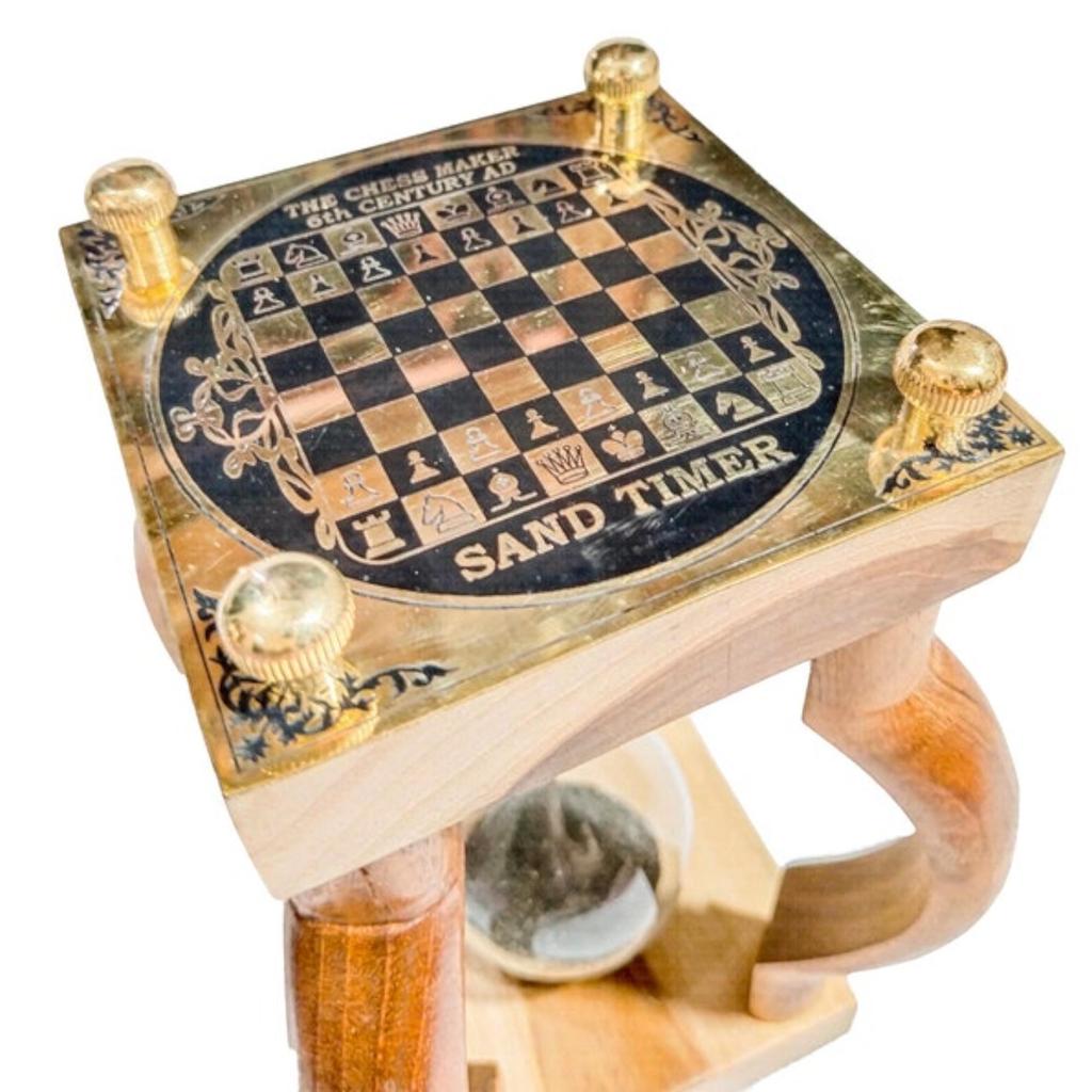 Personalized 10 Min Wooden Sand Timer Hourglass Timer with Chess(Square Base, Gray)- Wooden Home & Office Decoration, Christmas Decor