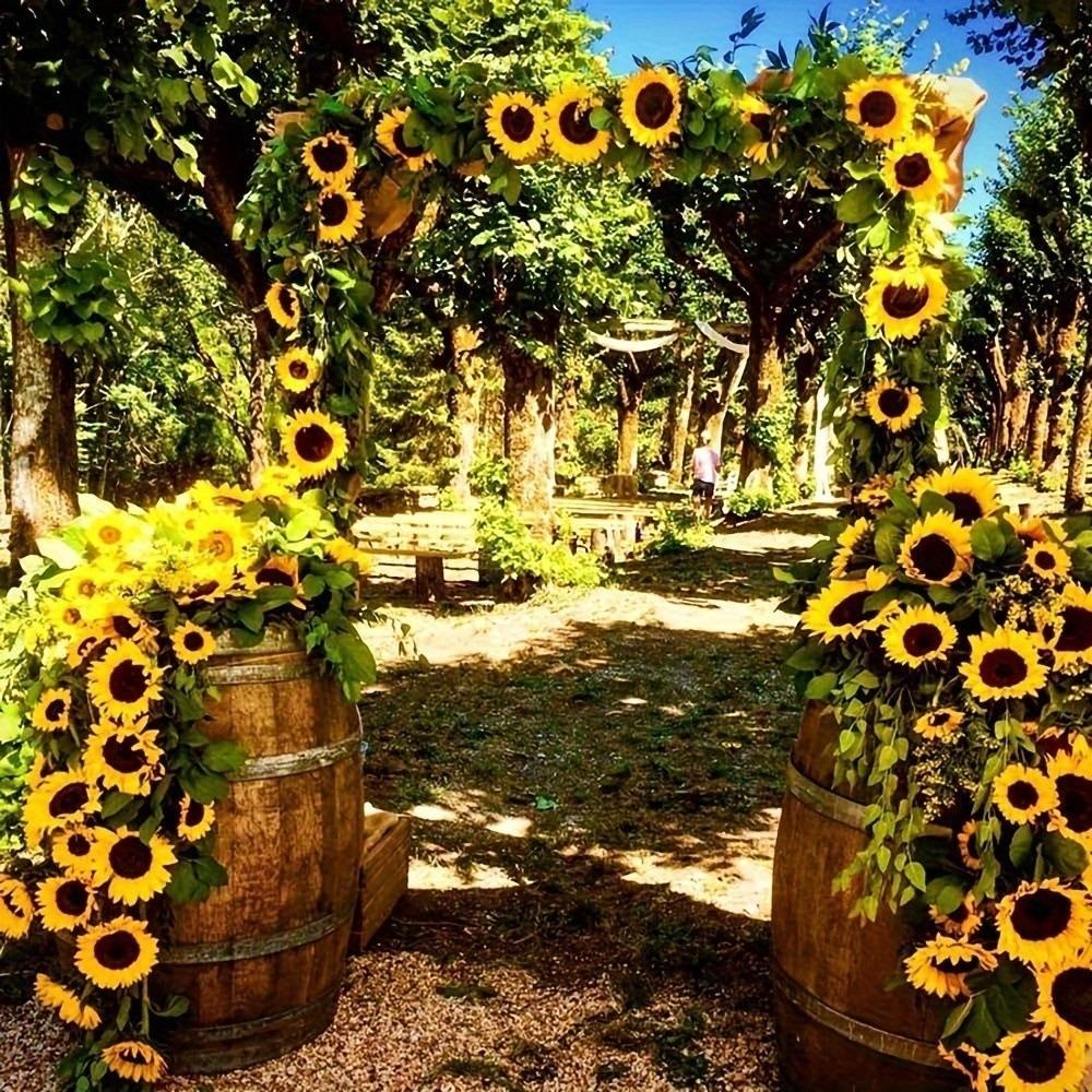 Simulated Sunflower Flower Vine 26 Heads DIY Artificial 3D Sunflower Vine Plastic Party Supplies Simulation Flower Vine