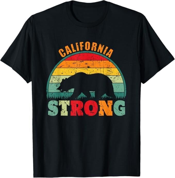 California Strong Grizzly Bear Sunset Retro Vintage T-Shirt Unisex T-Shirt