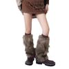 Faux Fur Leg Warmers Women Solid Color Fuzzy Long Boot Covers Fluffy Shaggy Leg Warmers for Christmas Costume Nightclub Street Wear