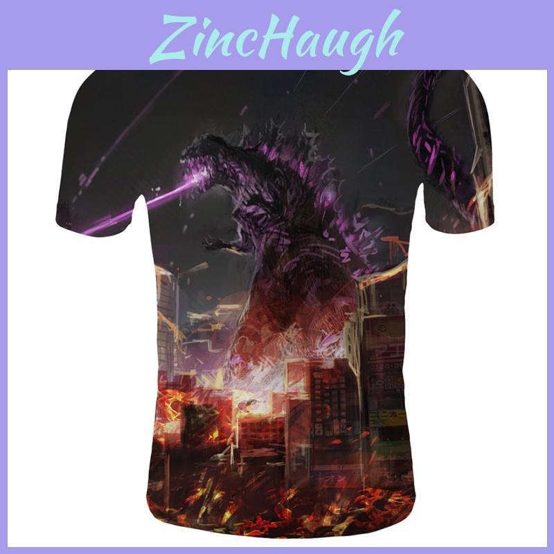 Classic Crew Neck Godzilla King Of The Monster Men Casual T-shirt With 3d Graphics