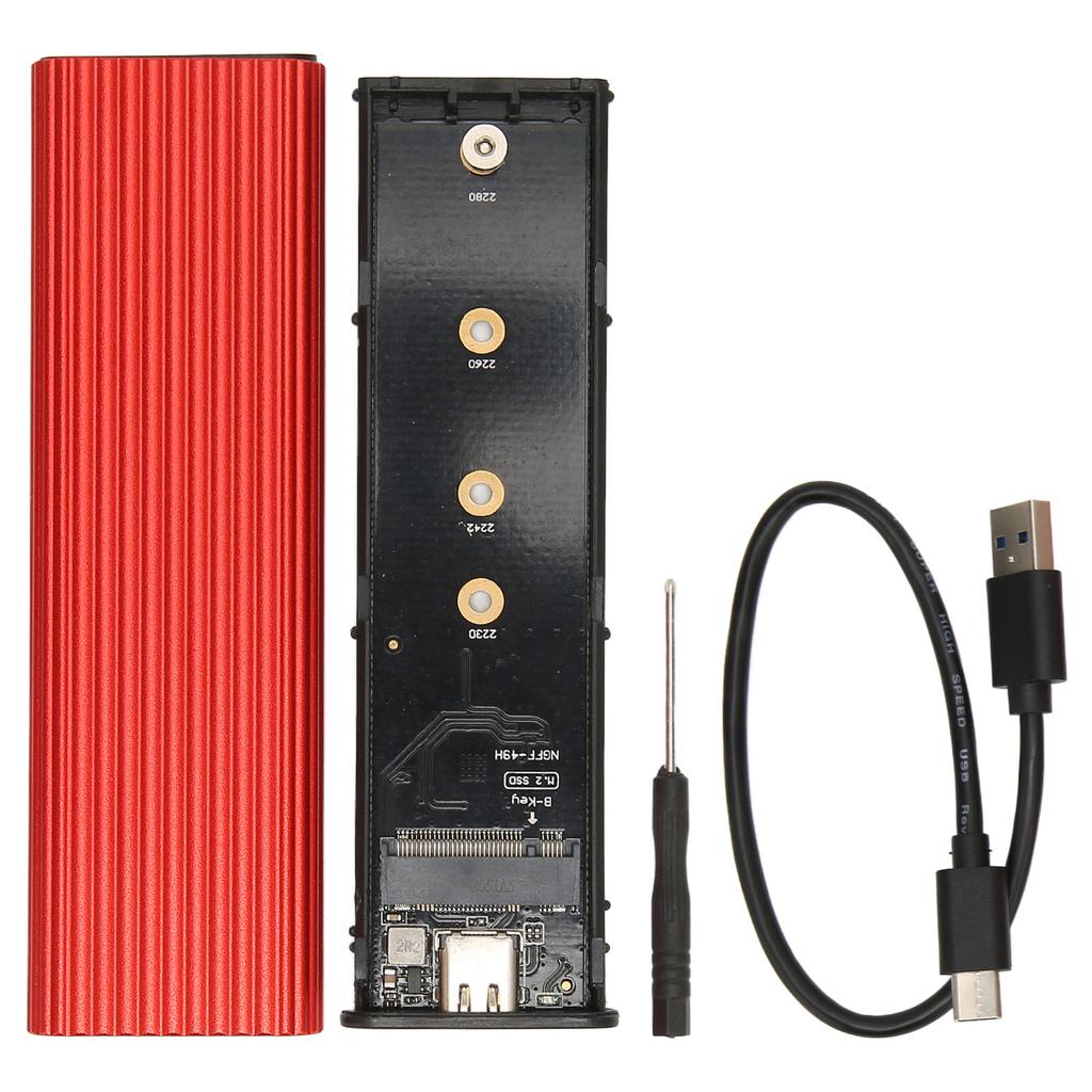 M.2 SSD Enclosure Adapter Tool Free Installation USB C 3.1 NGFF Protocol Red Mobile External
