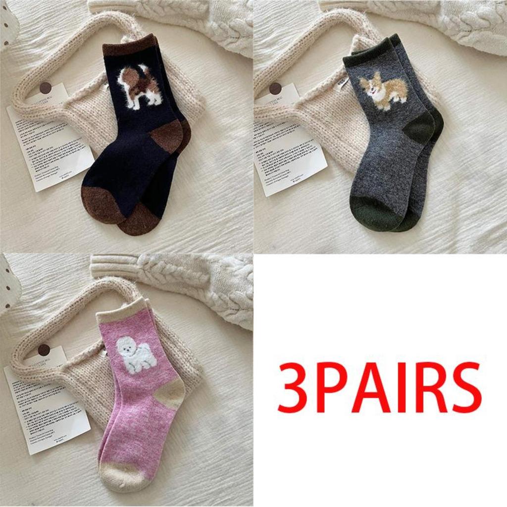 Мультяшные носки, Носки с животными, Женские носки, Осенне-зимние носки, Теплые носки, Толстые бархатные носки, Носки средней длины