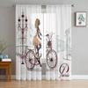 Bicycle Girl Paris Street Romance Architecture Tulle Sheer Curtains for Living Room Bedroom Window Curtain Voile Organza Drapes