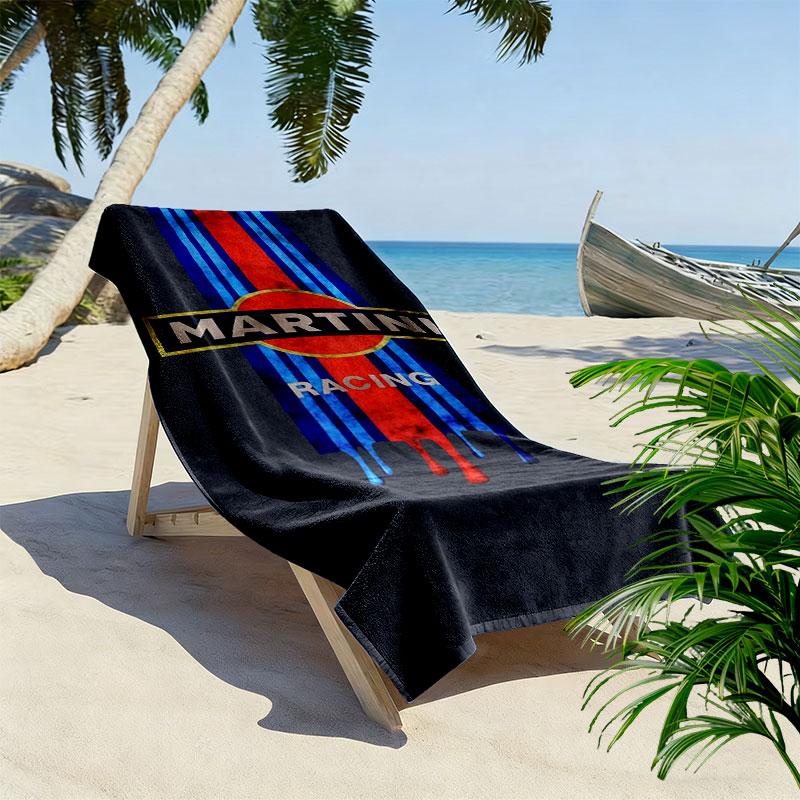 Martini Racing Print Beach Towel, Large Soft Quick Dry Towel for Beach Camping Swimming