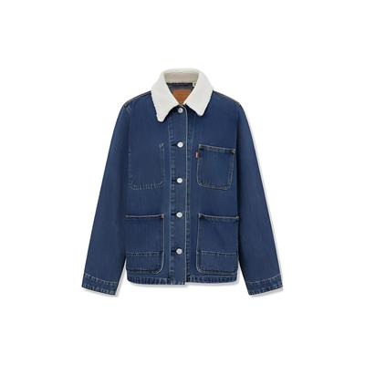Levis FW23 Универсальная джинсовая куртка с толстым воротником Женские куртки Синяя A6053-0000