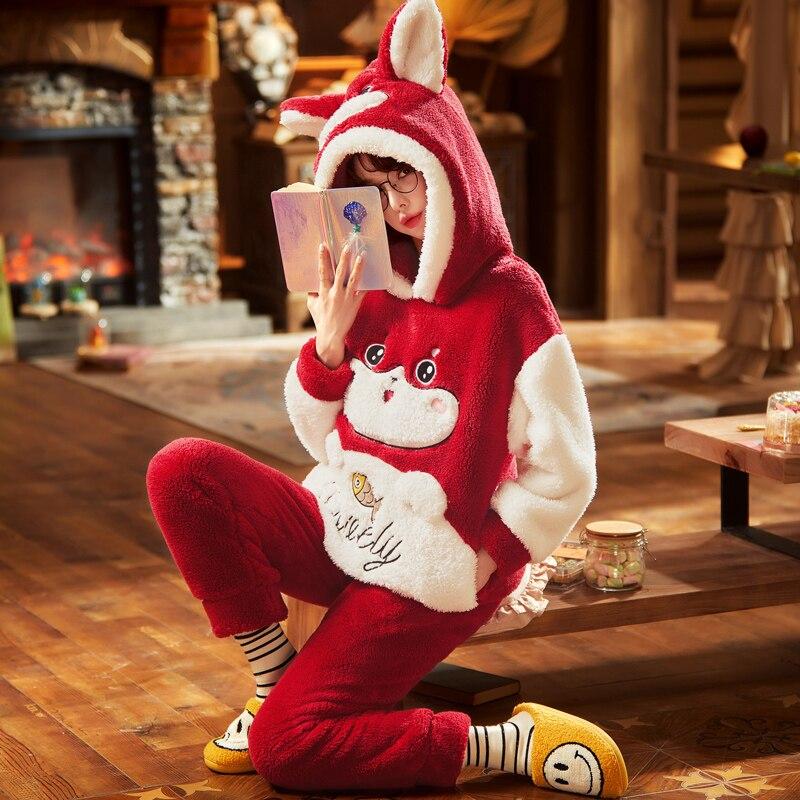 Семейный пижамный комплект, толстая зимняя фланелевая домашняя одежда, женская теплая одежда для сна, топы унисекс, брюки, домашняя одежда для пар, брючный костюм