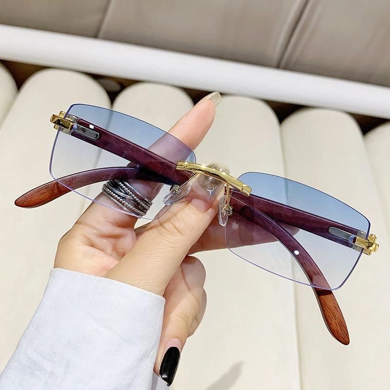 Brand Designer Small Rectangle Rimless Sunglasses for Men Women Trendy Driving Sun Glasses Ladies Travel Eyewear UV400